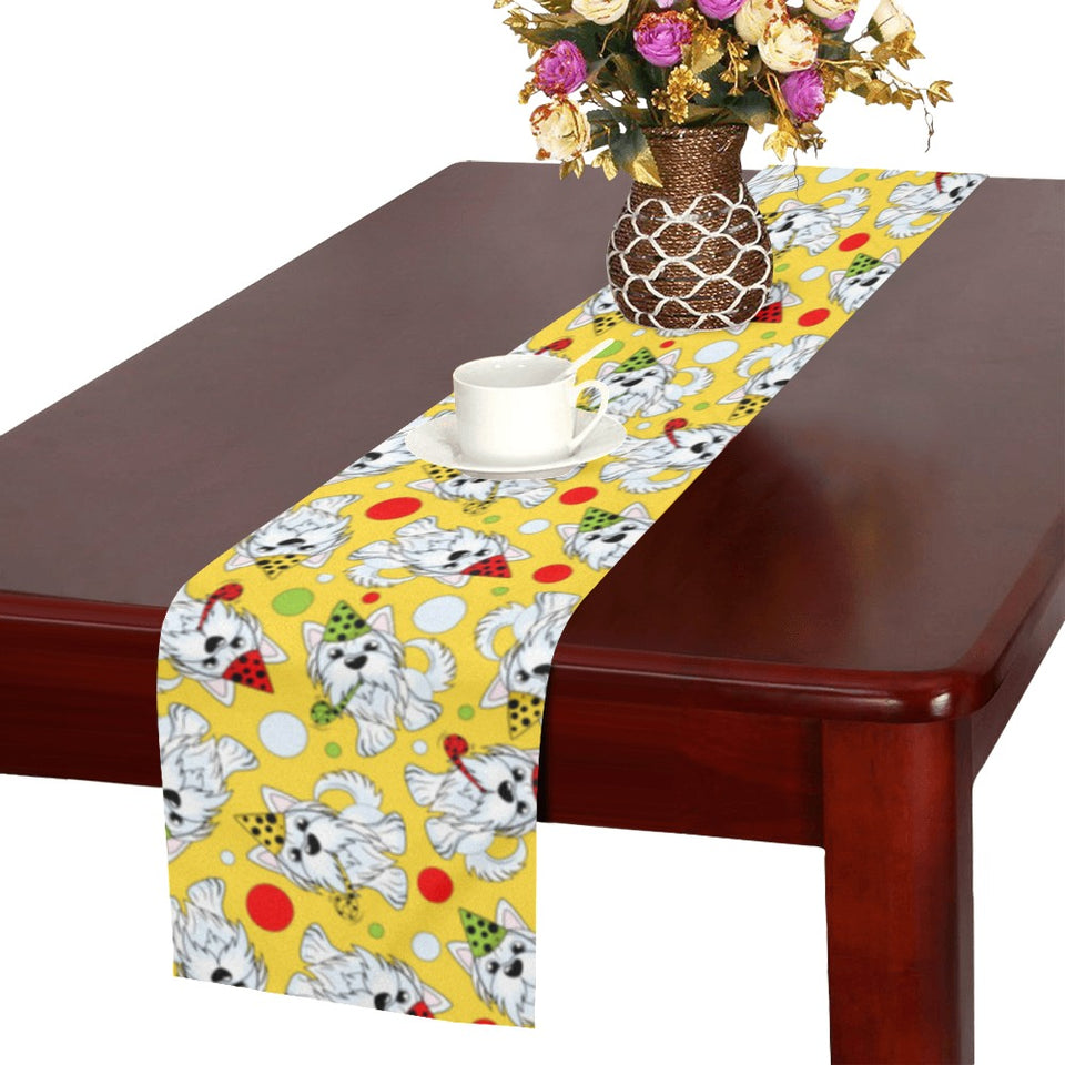 Yorkshire Terrier Pattern Print Design 05 Table Runner