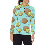 Kiwi blue background Women's Long Sleeve Polo Shirt