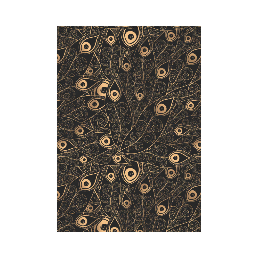 Gold peacock feather pattern House Flag Garden Flag