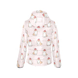 Cute Shiba Inu Dog Apple pattern Women's Padded Hooded Jacket