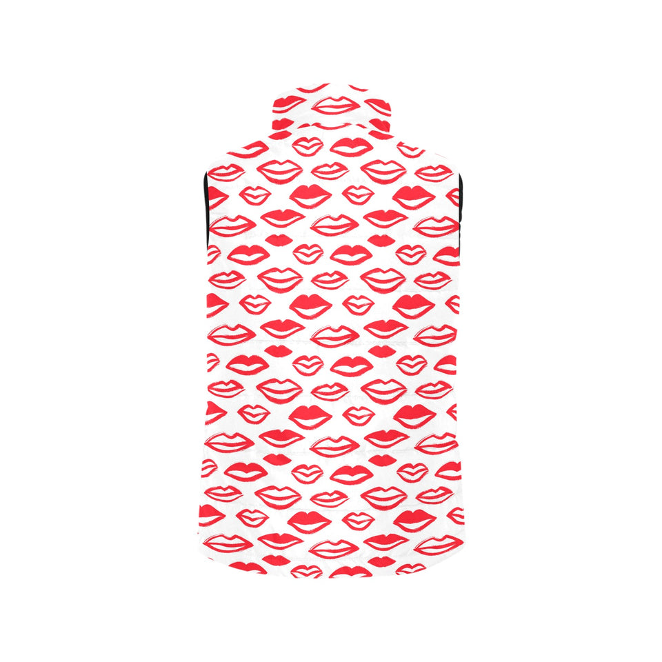 Lips Pattern Print Design 05 Women's Padded Vest