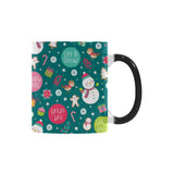 Snowman bird decorative elements christmas pattern Morphing Mug Heat Changing Mug