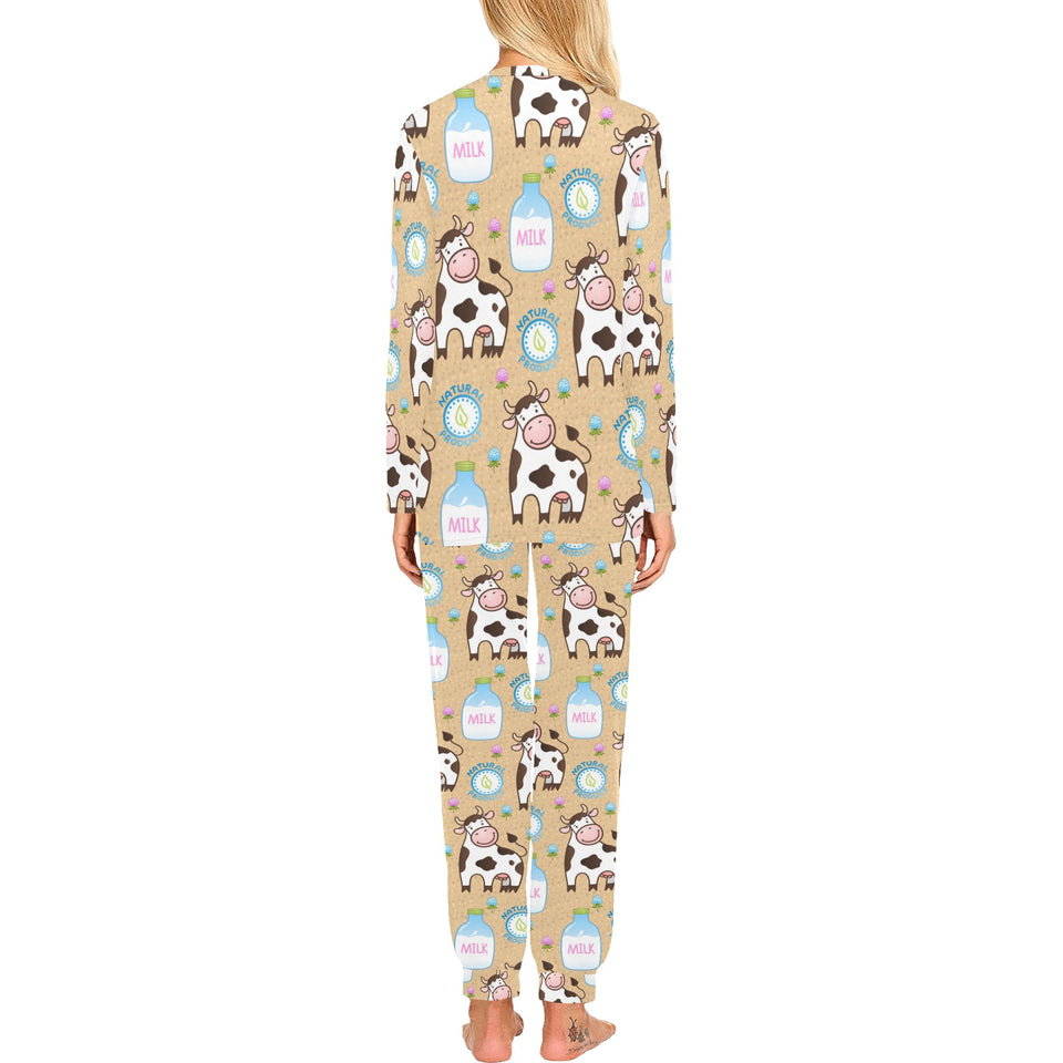 Cow bottle of milk pattern Women's All Over Print Pajama Set