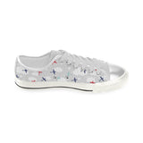 Airplane cloud grey background Women's Low Top Canvas Shoes White