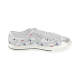 Airplane cloud grey background Kids' Boys' Girls' Low Top Canvas Shoes White