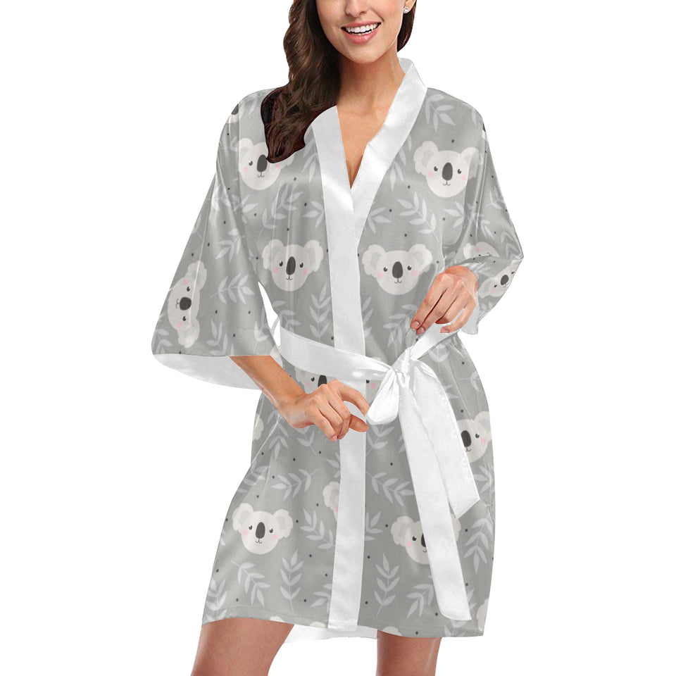 Cute koala leaves pattern Women's Short Kimono Robe