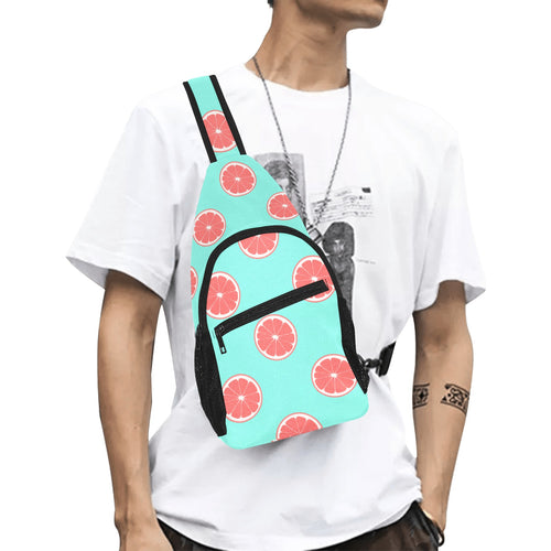 Grapefruit green background All Over Print Chest Bag