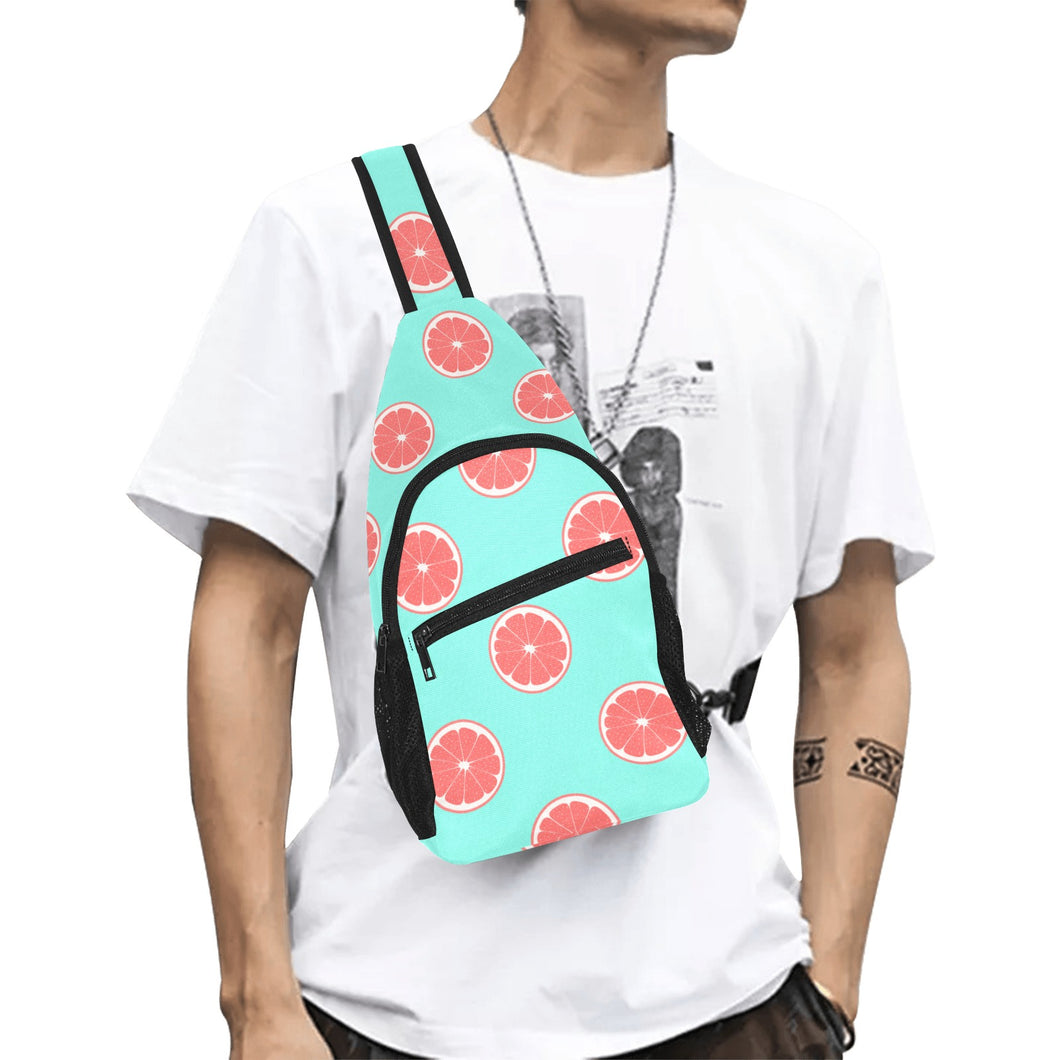 Grapefruit green background All Over Print Chest Bag