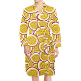 Passion fruits slice pattern Men's Long Sleeve Belted Night Robe
