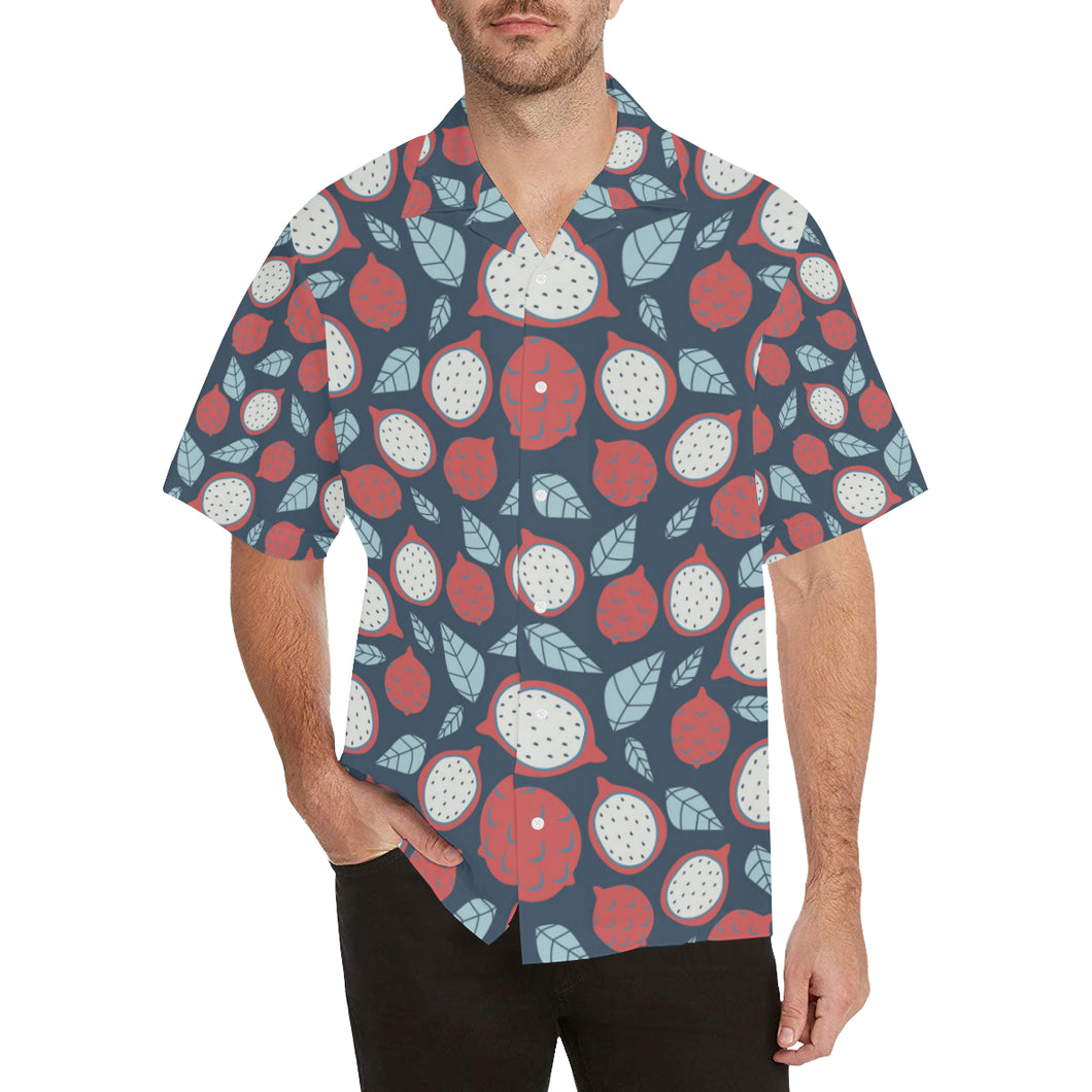dragon fruits dark blue background Men's All Over Print Hawaiian Shirt