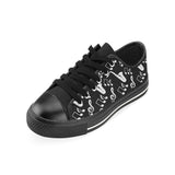 Saxophone music notes treble clef black white them Men's Low Top Canvas Shoes Black