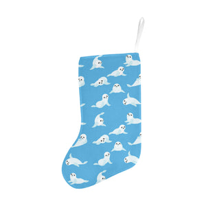 Cute sea lion seal pattern background Christmas Stocking