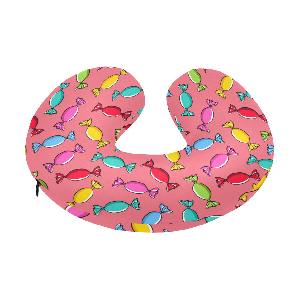 Colorful wrapped candy pattern U-Shaped Travel Neck Pillow