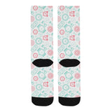 Clock time pattern blackground Crew Socks