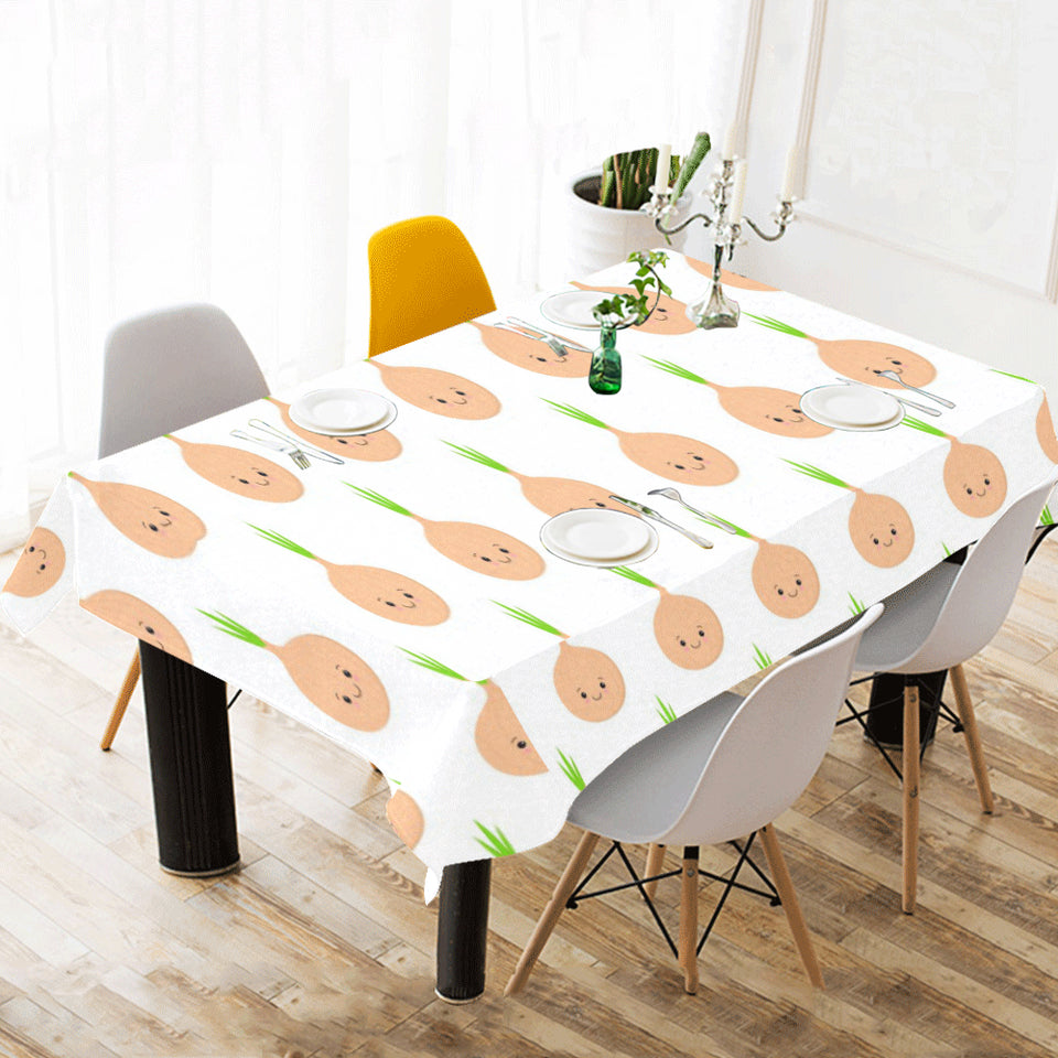 cute onions smiling faces Tablecloth