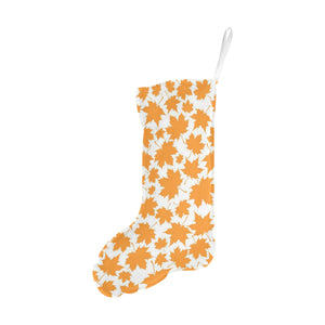 Orange Maple Leaf pattern Christmas Stocking