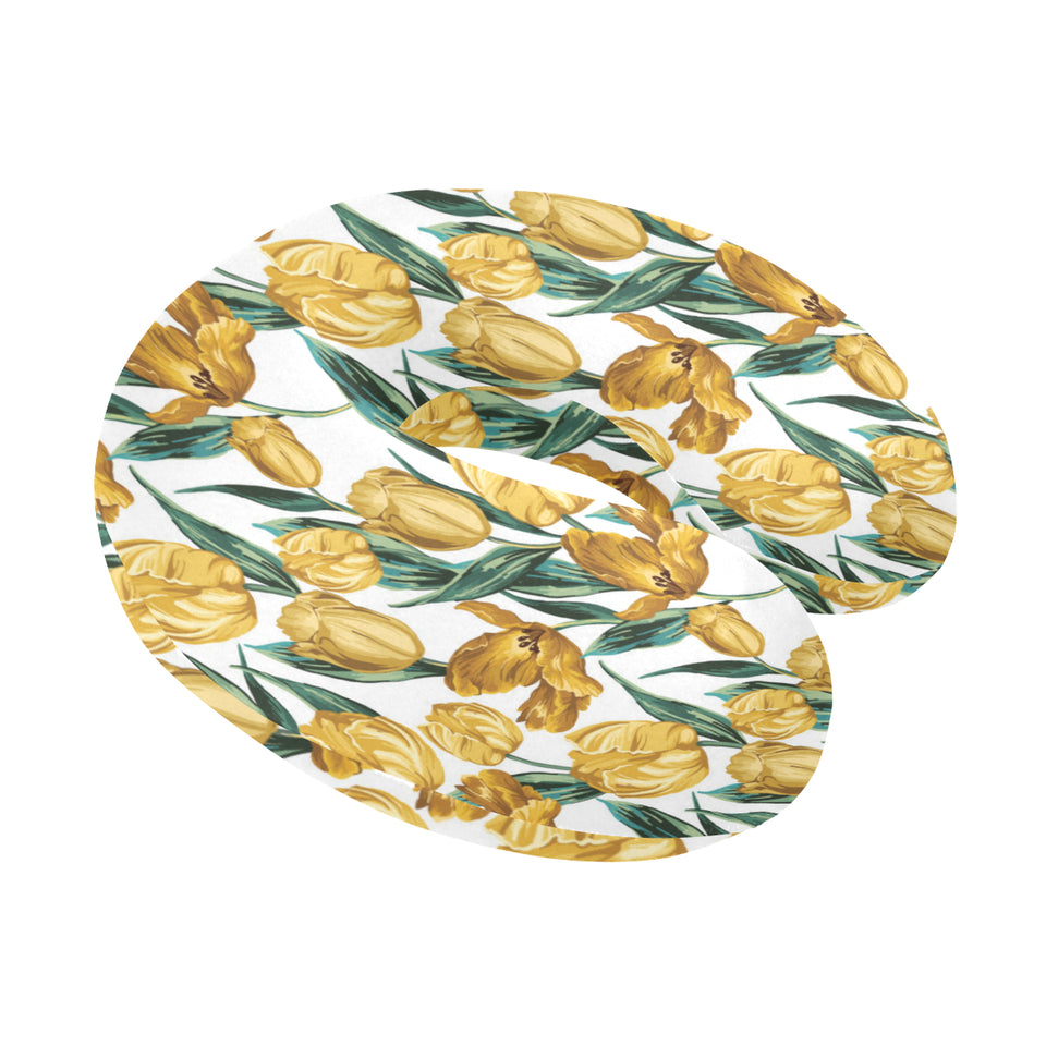 yellow tulips pattern U-Shaped Travel Neck Pillow