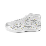 Siberian Husky design pattern Women's High Top Canvas Shoes White