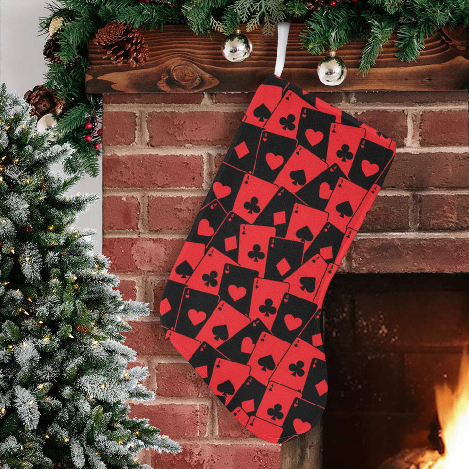 Casino Cards Suits Pattern Print Design 02 Christmas Stocking
