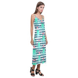 Cute octopuses heart striped background V-Neck Open Fork Long Dress
