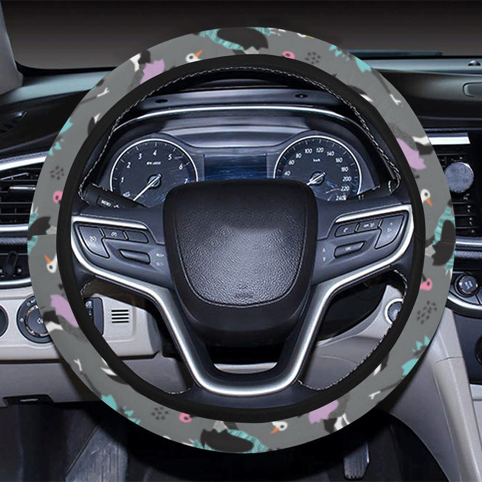 Ostrich Pattern Print Design 01 Car Steering Wheel Cover