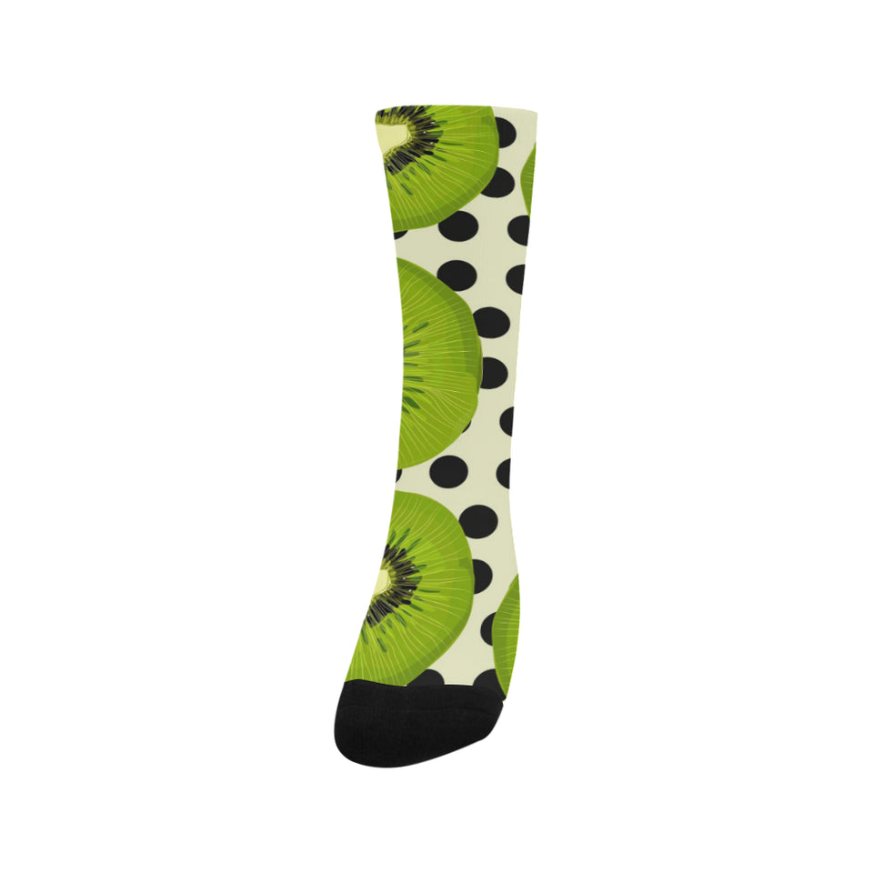 kiwi black dot background Crew Socks