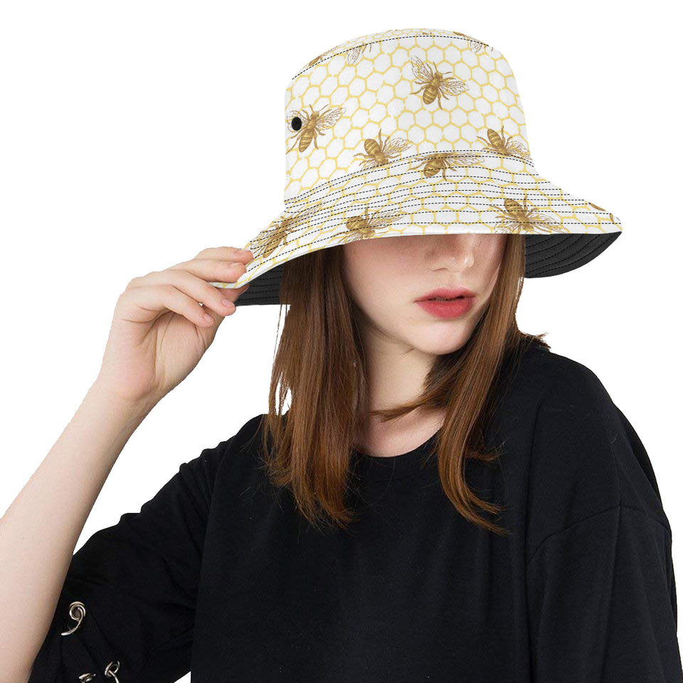 Bee honeycomb seamless design pattern Unisex Bucket Hat