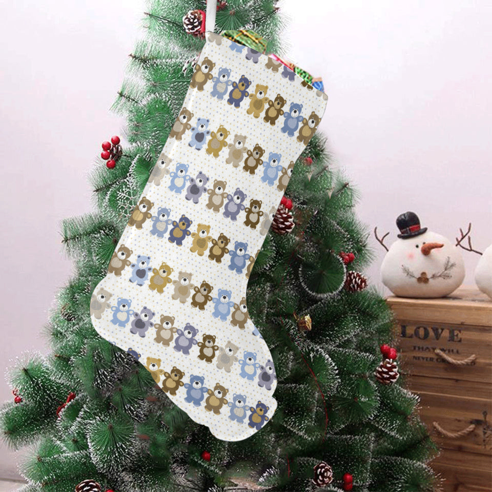 Teddy Bear Pattern Print Design 02 Christmas Stocking