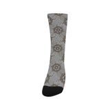nautical wood steering wheel pattern Crew Socks