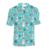 Christmas cute siberian husky puppie pattern Men's All Over Print Polo Shirt