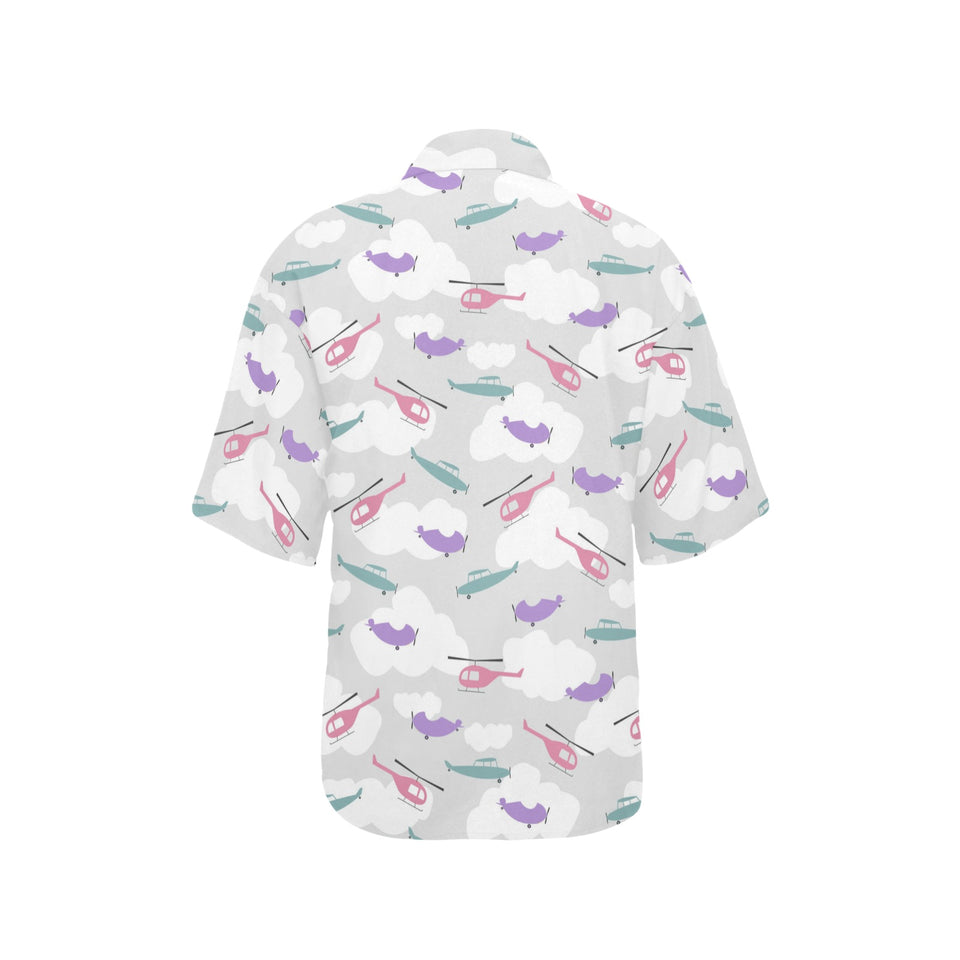 Helicopter plane pattern Women's All Over Print Hawaiian Shirt