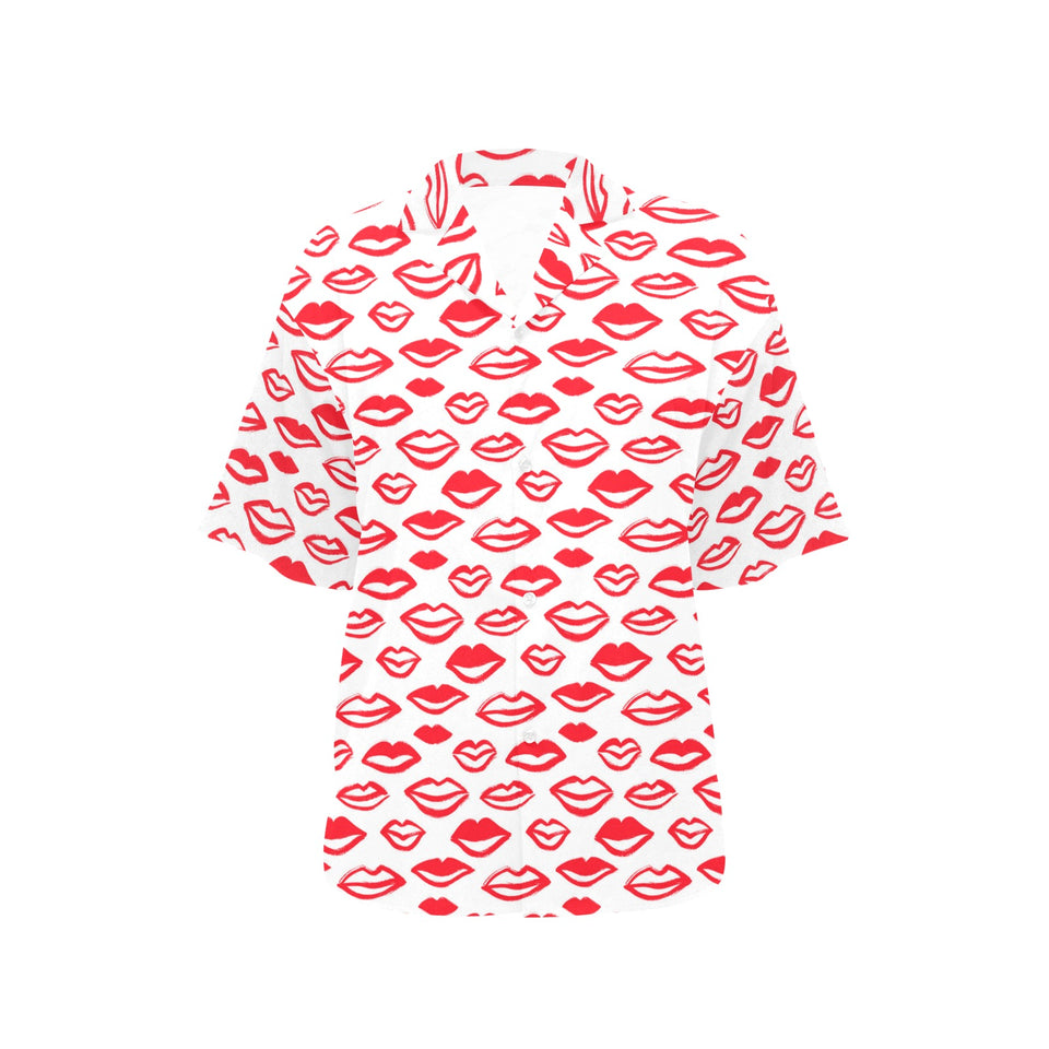 Lips Pattern Print Design 05 Women's All Over Print Hawaiian Shirt