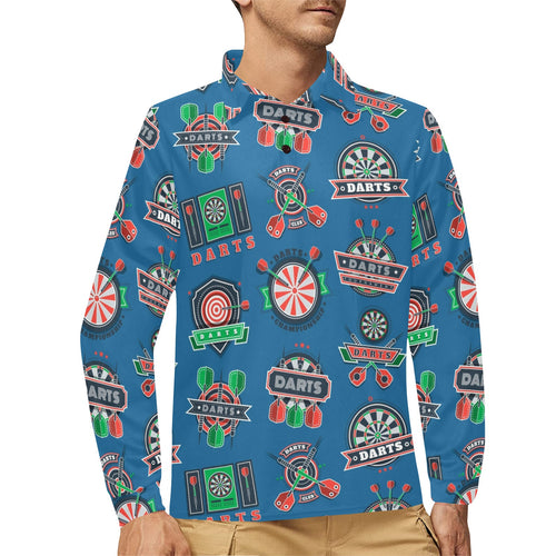 Darts Pattern Print Design 02 Men's Long Sleeve Polo Shirt