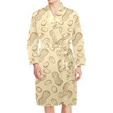hand drawn peanuts pattern Men's Long Sleeve Belted Night Robe