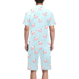 Cute cow flower pattern Men's V-Neck Short Pajama Set