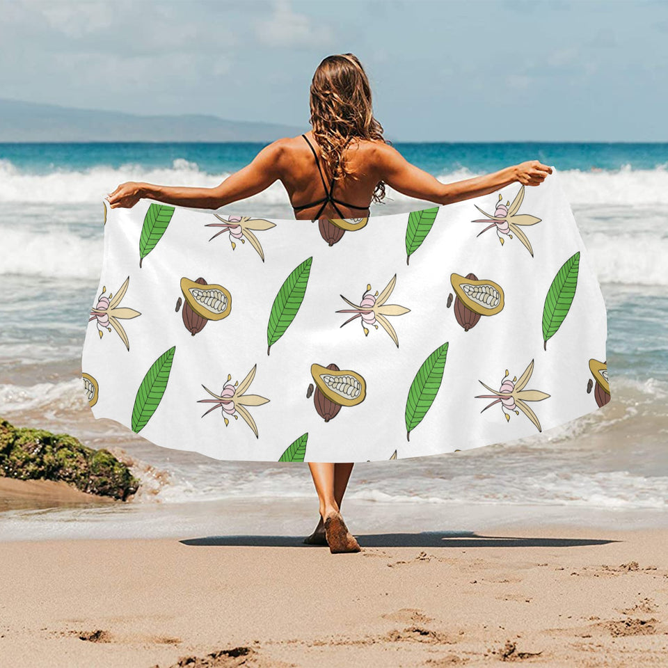 Color hand drawn cacao pattern Beach Towel