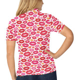 Lips Pattern Print Design 01 Women's All Over Print Polo Shirt