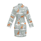 Beautiful deers Winter Christmas Women's Long Sleeve Belted Night Robe