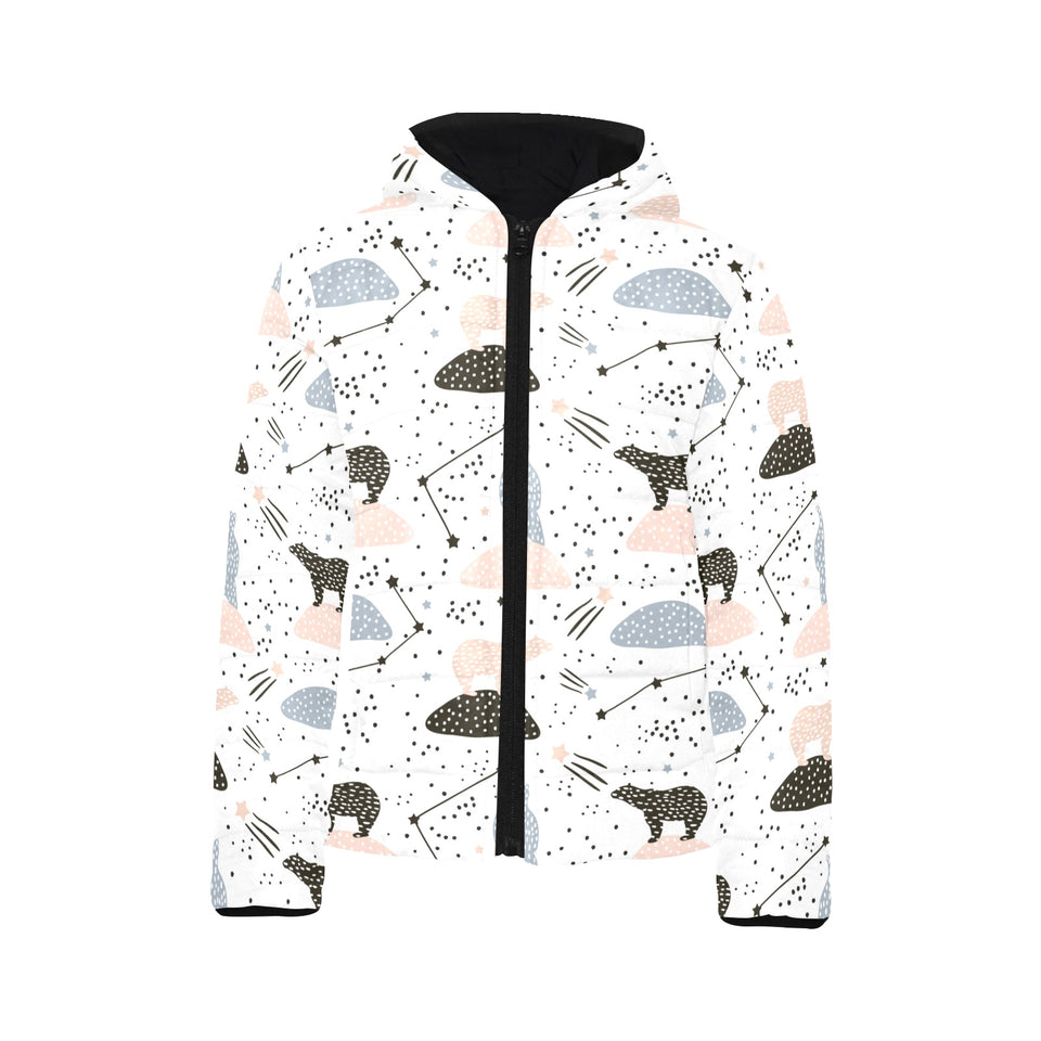 Polar bears star poka dot pattern Kids' Boys' Girls' Padded Hooded Jacket