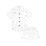 Snowflake pattern white background Kids' Boys' Girls' V-Neck Short Pajama Set