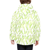 Green Peas Pattern Print Design 03 Kids' Boys' Girls' Padded Hooded Jacket