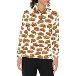 Sandwich Pattern Print Design 02 Women's Long Sleeve Polo Shirt