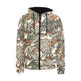 Monkey tropical leaves background Men's Padded Hooded Jacket