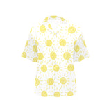 hand drawn sun pattern Women's All Over Print Hawaiian Shirt