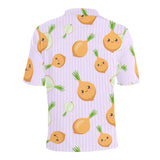 cute onions smiling faces purple background Men's All Over Print Polo Shirt