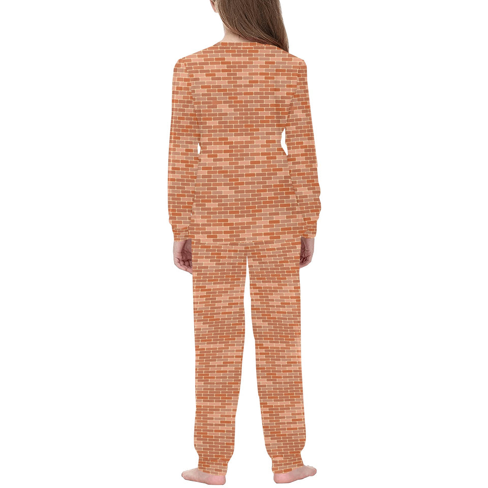 Brick Printed Pattern Print Design 02 Kids' Boys' Girls' All Over Print Pajama Set