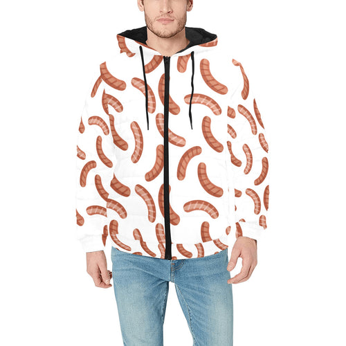 Sausage Pattern Print Design 04 Men's Padded Hooded Jacket