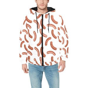 Sausage Pattern Print Design 04 Men's Padded Hooded Jacket