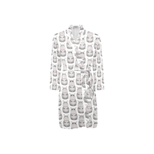 Hippopotamus Pattern Print Design 05 Men's Long Sleeve Belted Night Robe