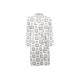 Hippopotamus Pattern Print Design 05 Men's Long Sleeve Belted Night Robe